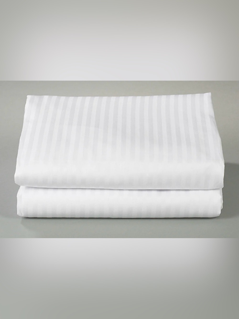 Hilton Worldwide White Damask Stripe Flat Sheet King Size 116x128 Cotton Blend